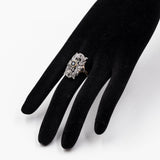 Anello vintage in stile antico in oro giallo 18K e argento con zaffiri e diamanti di taglio rosa