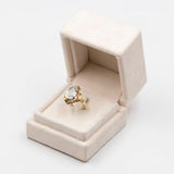Anello vintage in oro giallo 14k con acquamarina (5,5ct) e diamanti, anni '70