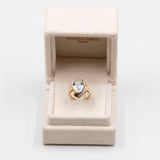 Anello vintage in oro giallo 14k con acquamarina (5,5ct) e diamanti, anni '70