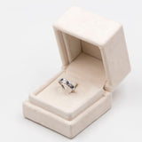 Anello a veretta in oro bianco 14k con diamanti (0,16ctw) e zaffiri, anni '80