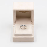 Anello a veretta in oro bianco 14k con diamanti (0,16ctw) e zaffiri, anni '80