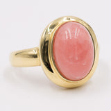Anello vintage in oro giallo 14k con rodocrosite cabochon, anni '70/'80