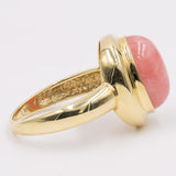 Anello vintage in oro giallo 14k con rodocrosite cabochon, anni '70/'80