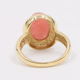 Anello vintage in oro giallo 14k con rodocrosite cabochon, anni '70/'80