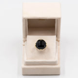 Anello vintage in oro giallo 14k con onice sfaccettato, anni '70