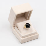 Anello vintage in oro giallo 14k con onice sfaccettato, anni '70