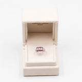 Anello vintage in oro bianco 14k con diamanti (0,80ctw) e rubini, anni '40