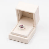 Anello vintage in oro bianco 14k con diamanti (0,80ctw) e rubini, anni '40