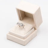 Anello trilogy Art déco in oro bianco 18k e diamanti (1,60ctw), anni '30/'40