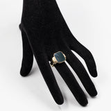 Anello vintage chevalier in oro giallo 8k con eliotropo