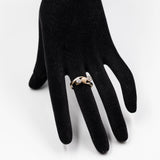 Anello antico trilogy in oro giallo 18k con perla e diamanti (0,70ctw), primi del '900