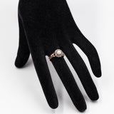 Anello antico in oro giallo 14k con perla e rosette, primi del '900