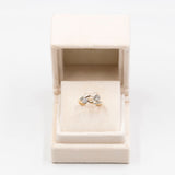 Anello antico trilogy in oro giallo 18k con perla e diamanti (0,70ctw), primi del '900