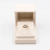 Anello antico in oro giallo 14k con perla e rosette, primi del '900