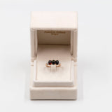 Anello vintage in oro rosa 9K con ammoliti e diamanti
