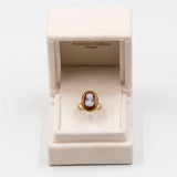 Anello vintage con cammeo su agata in oro 18K, anni '60