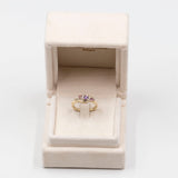 Anello vintage in oro giallo 9K con quarzi rosa, ametista e diamanti