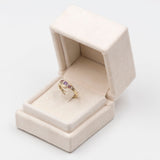 Anello vintage in oro giallo 9K con quarzi rosa, ametista e diamanti