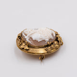 Spilla liberty in oro giallo 14k con cammeo con soldato, anni '20