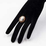 Anello vintage in oro giallo 9k con cammeo su conchiglia, anni '60