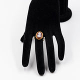 Anello vintage con cammeo su agata in oro 18K, anni '60