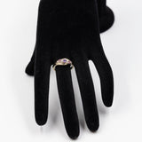 Anello vintage in oro giallo 9K con quarzi rosa, ametista e diamanti