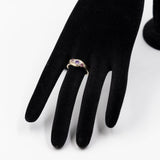 Anello vintage in oro giallo 9K con quarzi rosa, ametista e diamanti