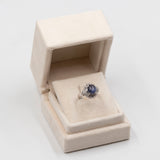 Anello vintage a ballerina in platino 900 con zaffiro stellato (4,59ct) e diamanti (0,85ctw)