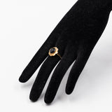 Anello vintage in oro giallo 14k con granato, anni '50
