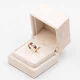 Anello antico a fascia in oro rosa 8K con pasta di vetro rossa e perline, primi del ‘900