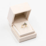 Anello vintage in oro giallo 18k e argento con smeraldo e diamanti