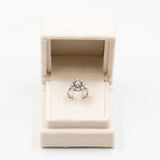 Anello vintage a fiore in oro bianco 18k e platino con diamanti (0,72ctw), anni '40/'50