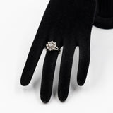 Anello vintage a fiore in oro bianco 18k e platino con diamanti (0,72ctw), anni '40/'50
