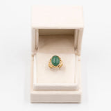 Anello vintage in oro giallo 14k e giadeite, anni '70