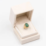 Anello vintage in oro giallo 14k e giadeite, anni '70