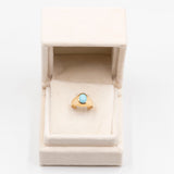 Anello chevalier vintage in oro giallo 18K e turchese
