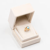 Anello chevalier vintage in oro giallo 18K e turchese