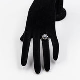 Anello vintage in oro bianco 14k con diamanti (0,84ctw) e zaffiri (0,32ct), anni '70
