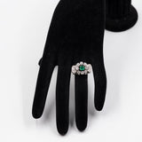 Anello vintage in oro bianco 14k con smeraldo (0,40ct) e diamanti (1,40ctw), anni '60