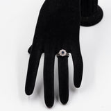 Anello vintage in oro bianco 18k con zaffiro (0,25ct) e diamanti (0,64ctw), anni '60