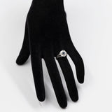 Anello vintage in oro bianco 18k con zaffiro (0,25ct) e diamanti (0,64ctw), anni '60