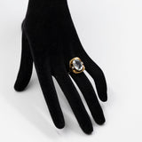 Anello vintage in oro giallo 14k con acquamarina (4ct) e diamanti, anni '70