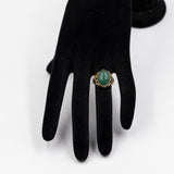 Anello vintage in oro giallo 14k e giadeite, anni '70