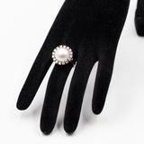 Anello vintage in oro bianco 14k con perla mabè e diamanti (1ctw), anni '60
