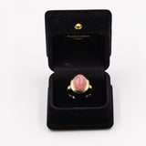 Anello vintage in oro giallo 14k con rodocrosite cabochon, anni '70/'80