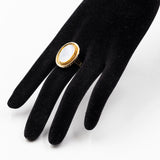 Anello vintage in oro giallo 14k con opale doublet, anni '70