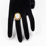Anello vintage in oro giallo 14k con opale doublet, anni '70