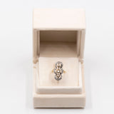 Anello vintage in stile antico in oro giallo 18K e argento con diamanti di taglio rosa