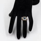 Anello vintage in oro giallo 8K con acquamarina (5ct ca.), anni '70