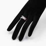 Anello vintage in oro bianco 14K con diamanti bianchi e neri (0.22ctw ca.), anni '70